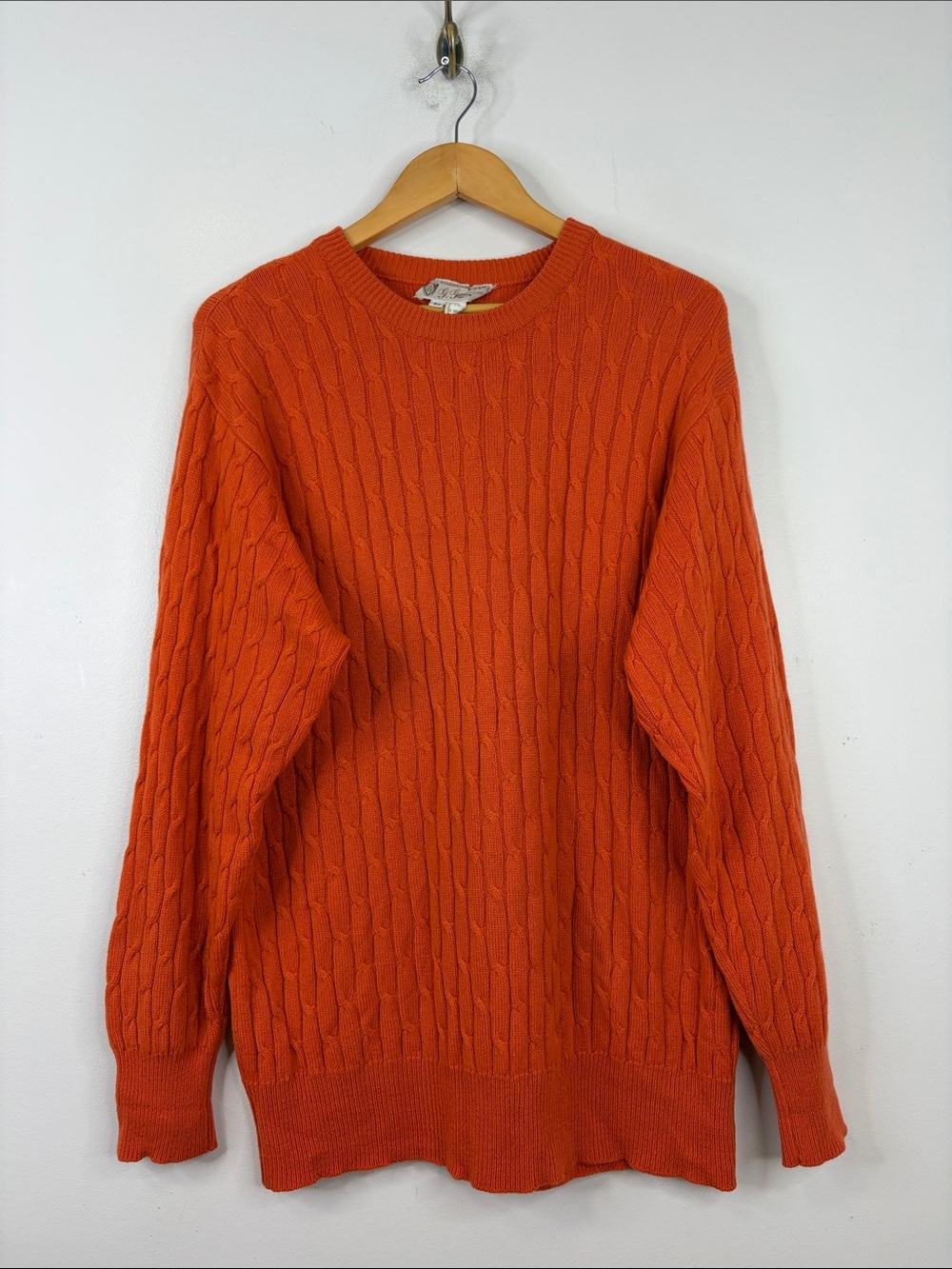 Vintage Gucci Sweater Mens 54 XL Orange Cashmere Cable Knit Made in Italy 70s
